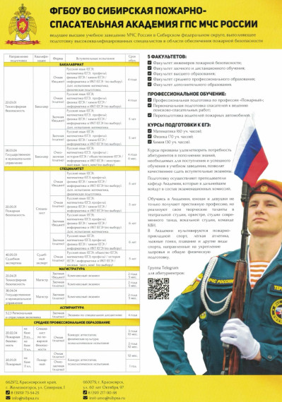 Учебные заведения МЧС России приглашают выпускников!.